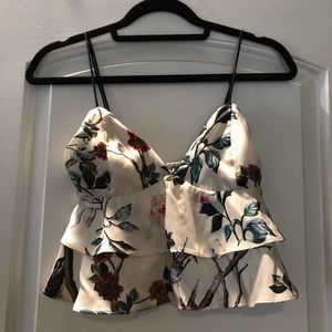 Gorgeous silk Floral / Ruffle Tank crop!